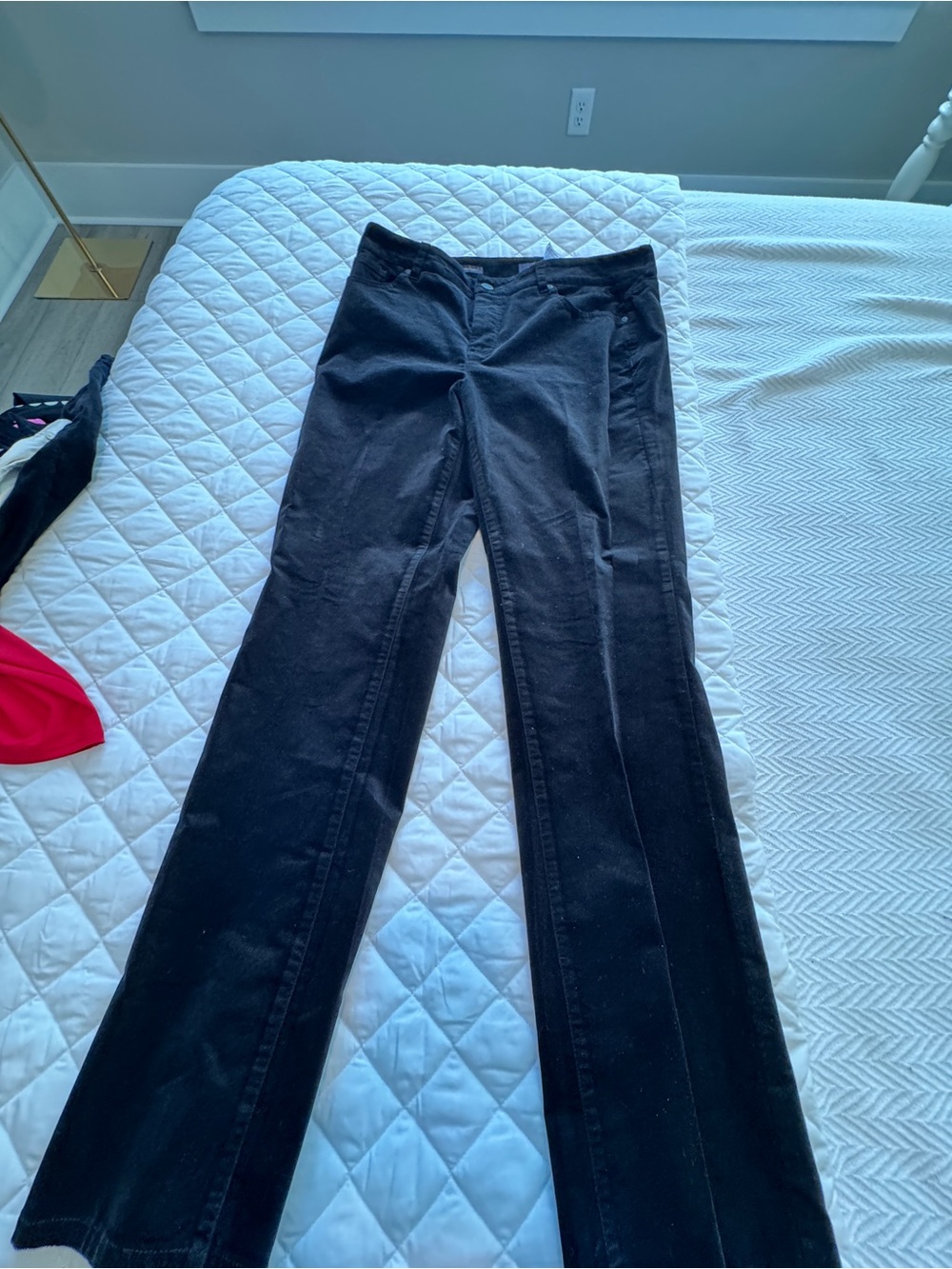 NYDJ Women's Black Boot Cut Flare Pants velvet texture